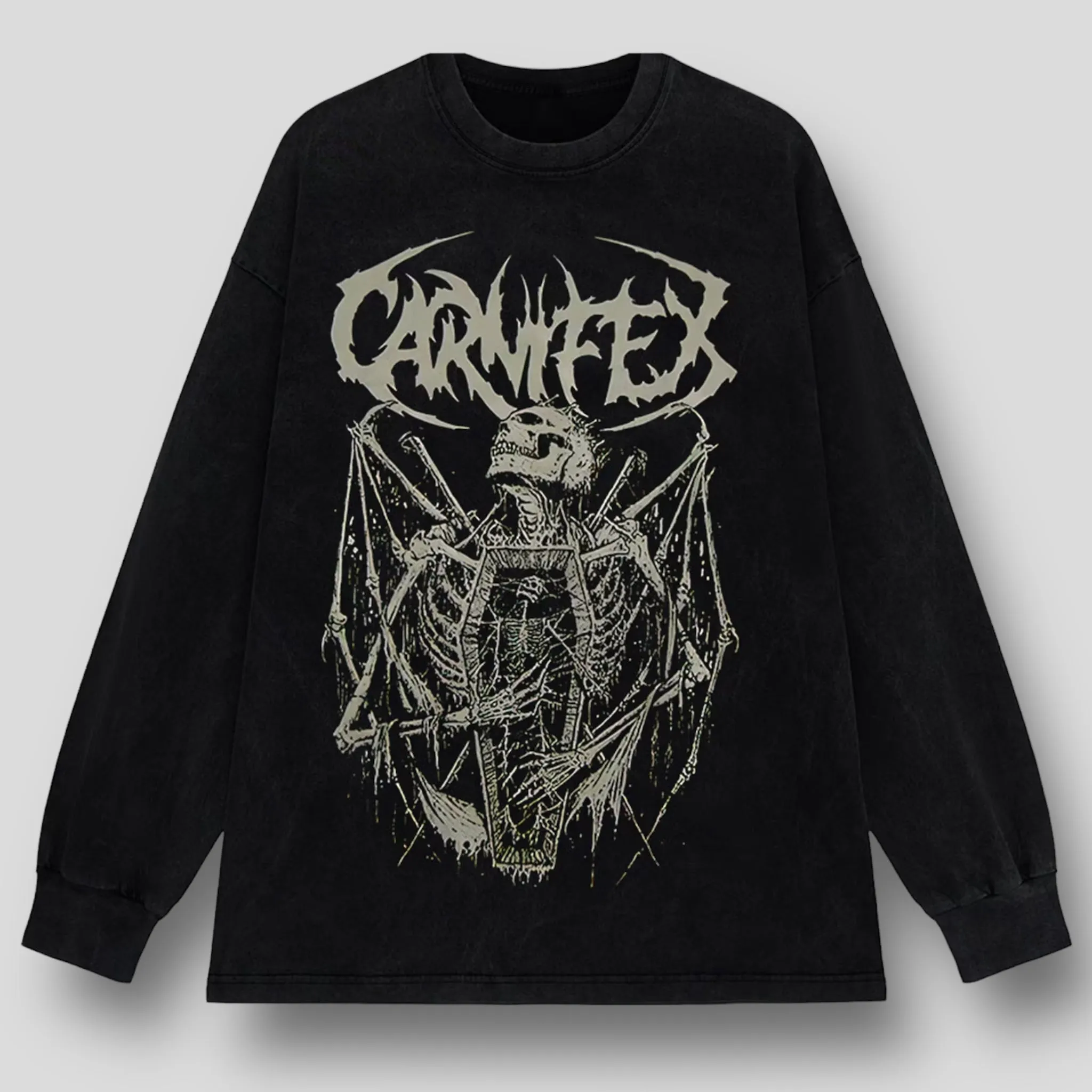 Grave Embrace: Oversized Gothic Graphic Tee