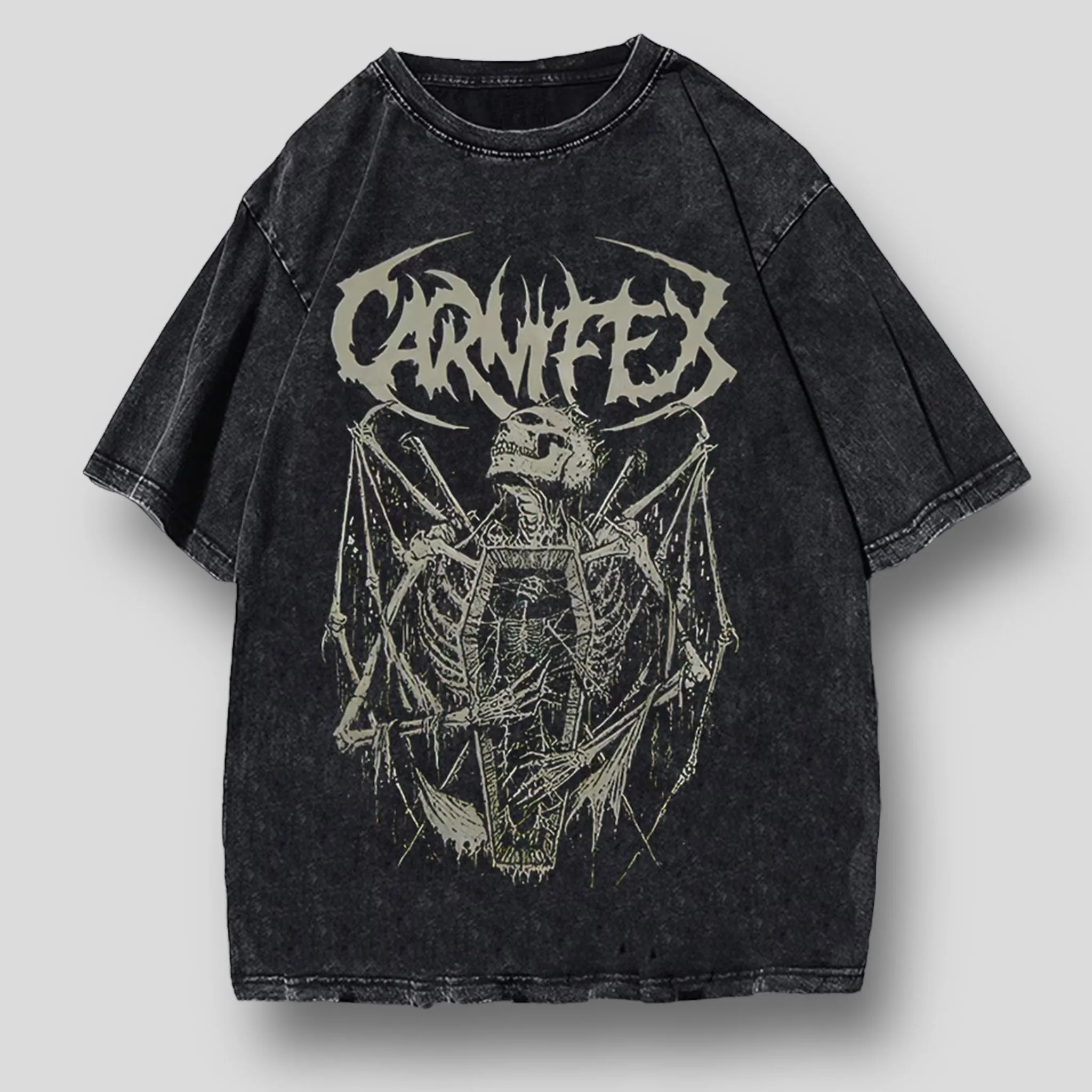 Grave Embrace: Oversized Gothic Graphic Tee