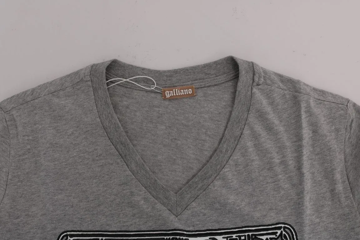 Gray Motive Slim Fit Long Sleeve T-Shirt
