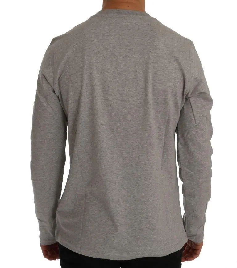 Gray Motive Slim Fit Long Sleeve T-Shirt