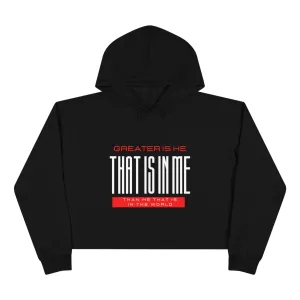 Greater Is He Crop Hoodie Women's