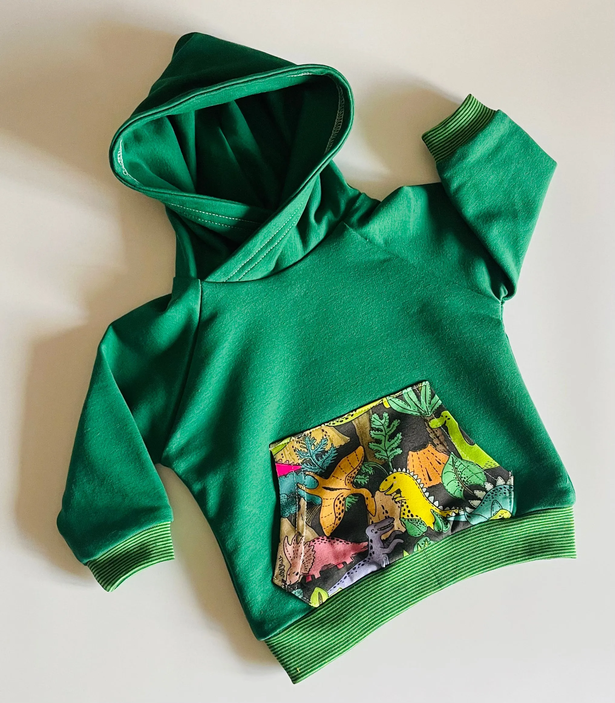 Green Dinosaur Hoodie - 0/3 months