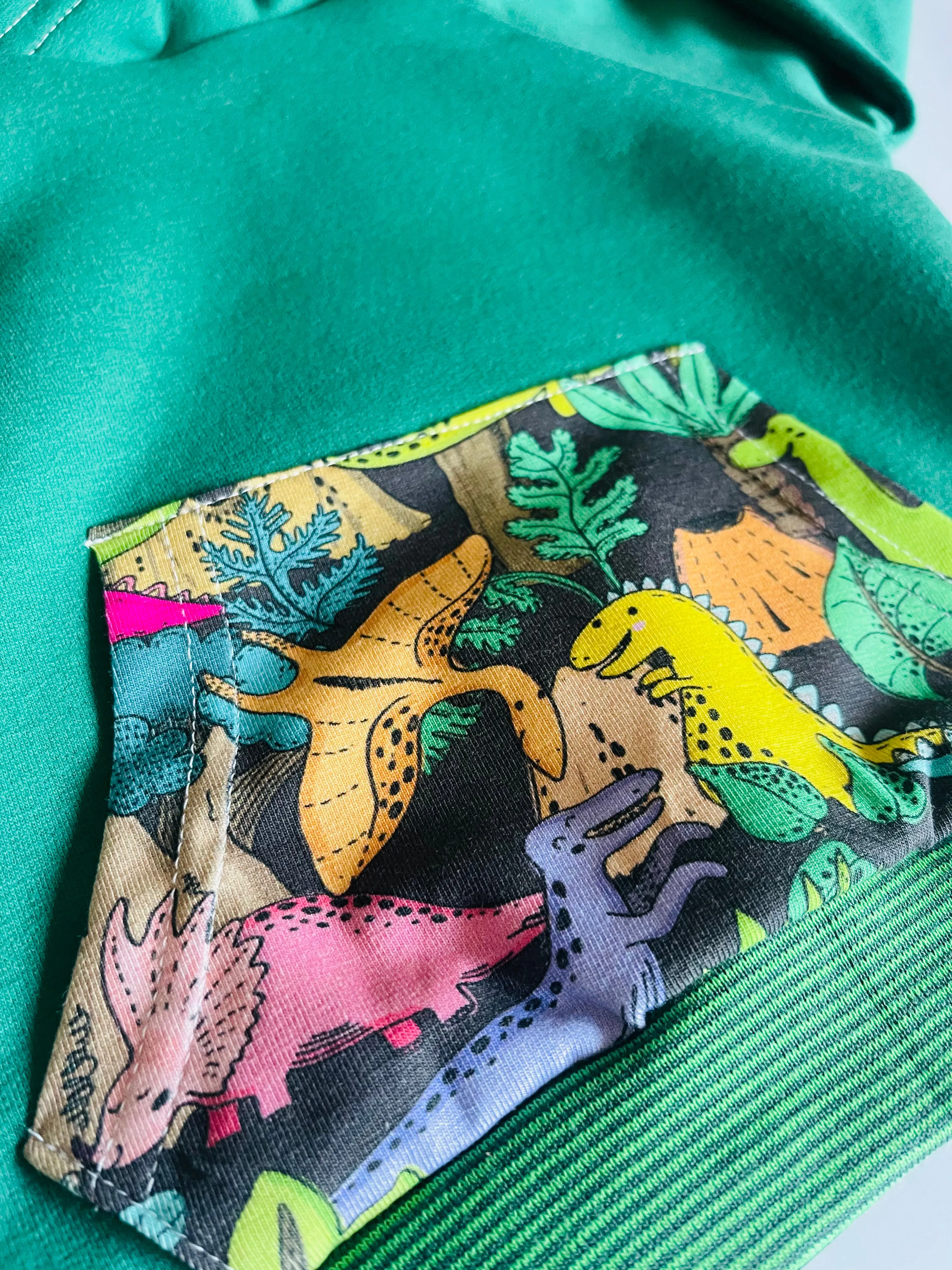 Green Dinosaur Hoodie - 0/3 months