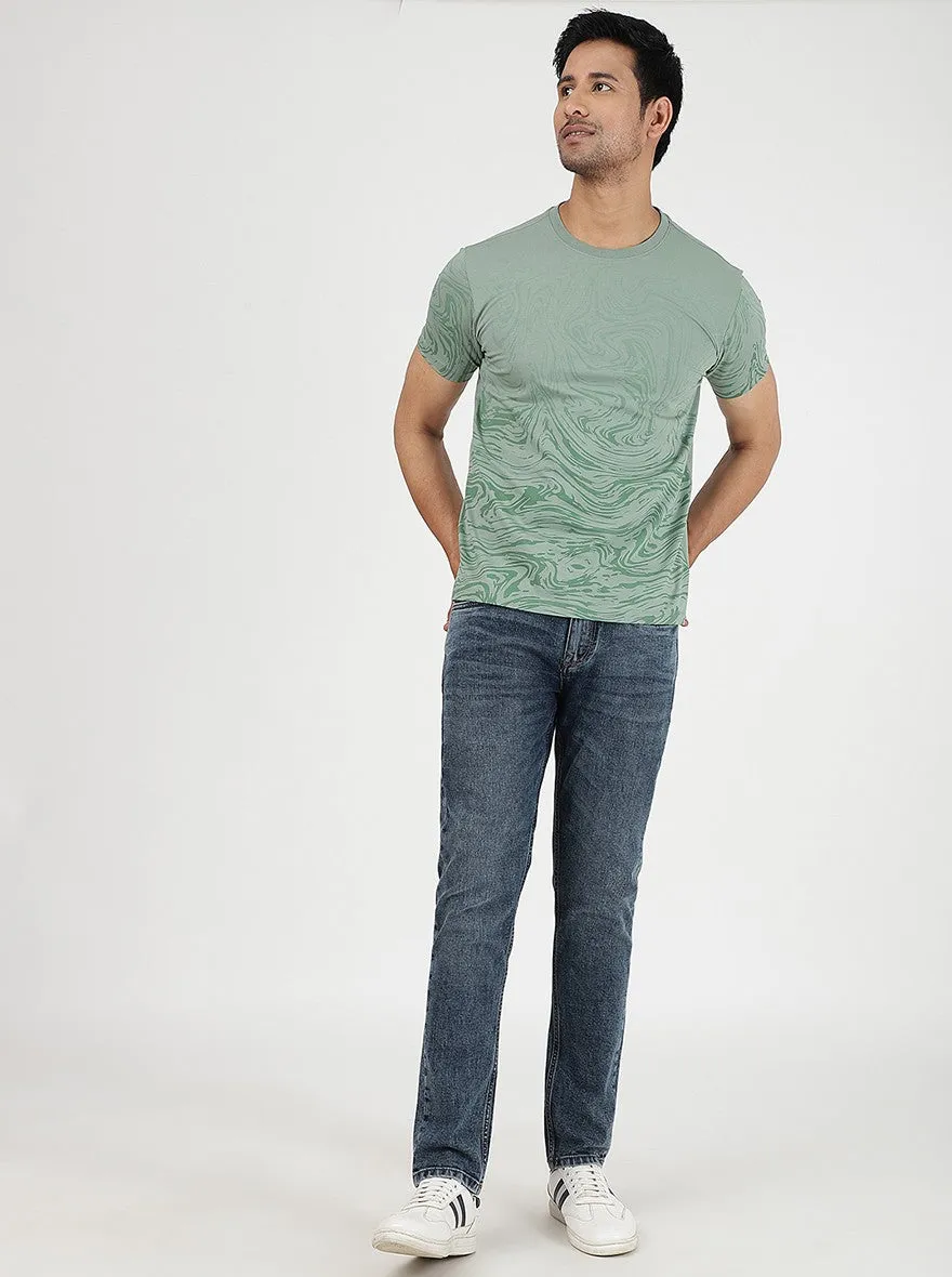 Green Printed Slim Fit T-Shirt | JadeBlue