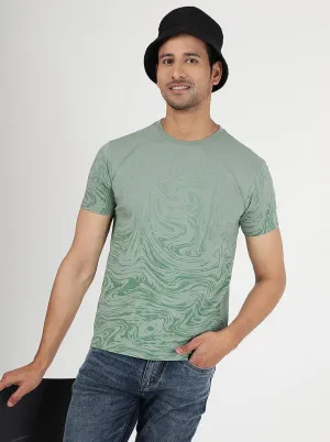 Green Printed Slim Fit T-Shirt | JadeBlue