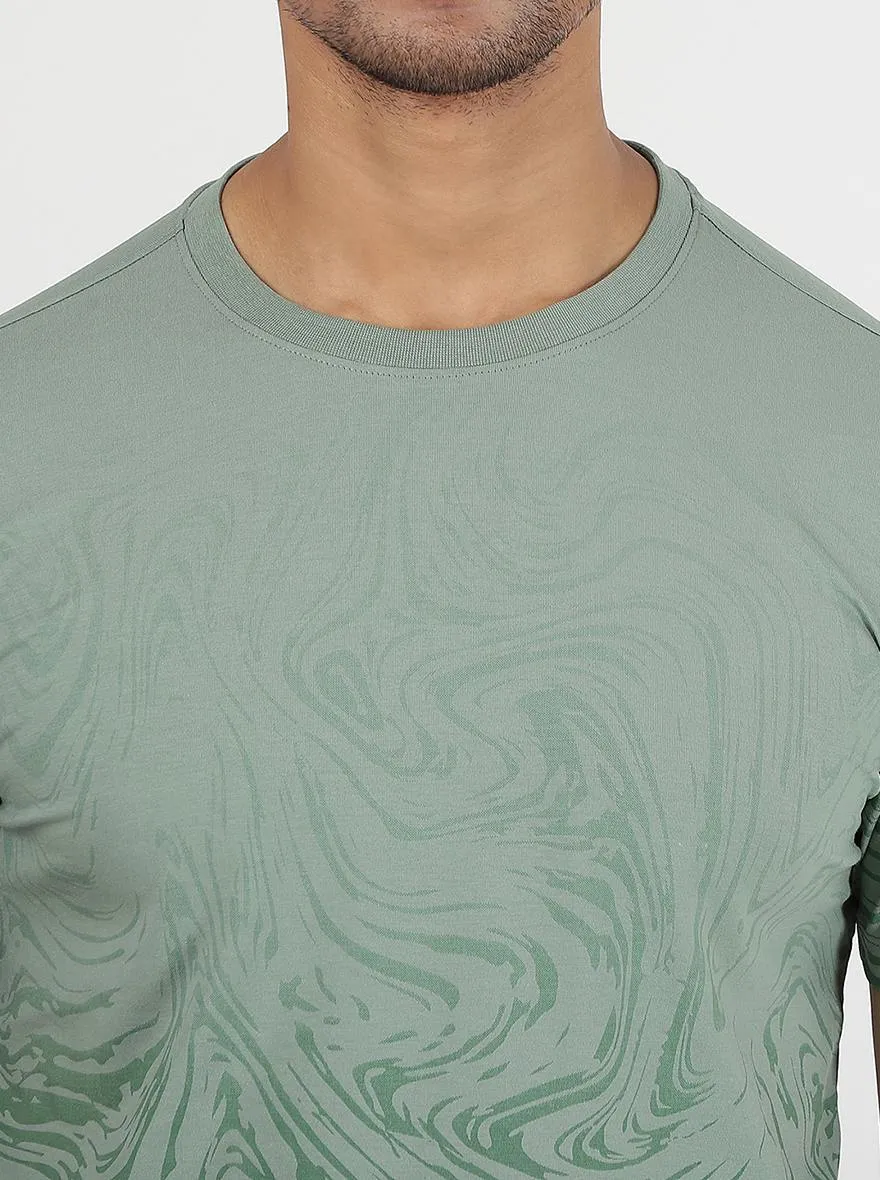 Green Printed Slim Fit T-Shirt | JadeBlue