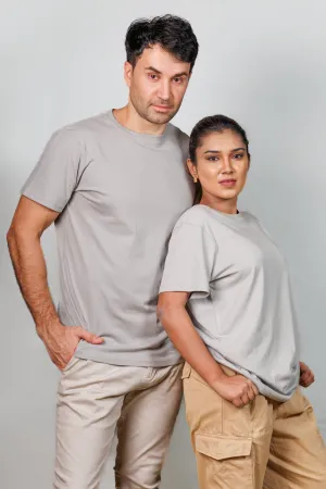 Grey Cotton Crew Neck T-Shirt