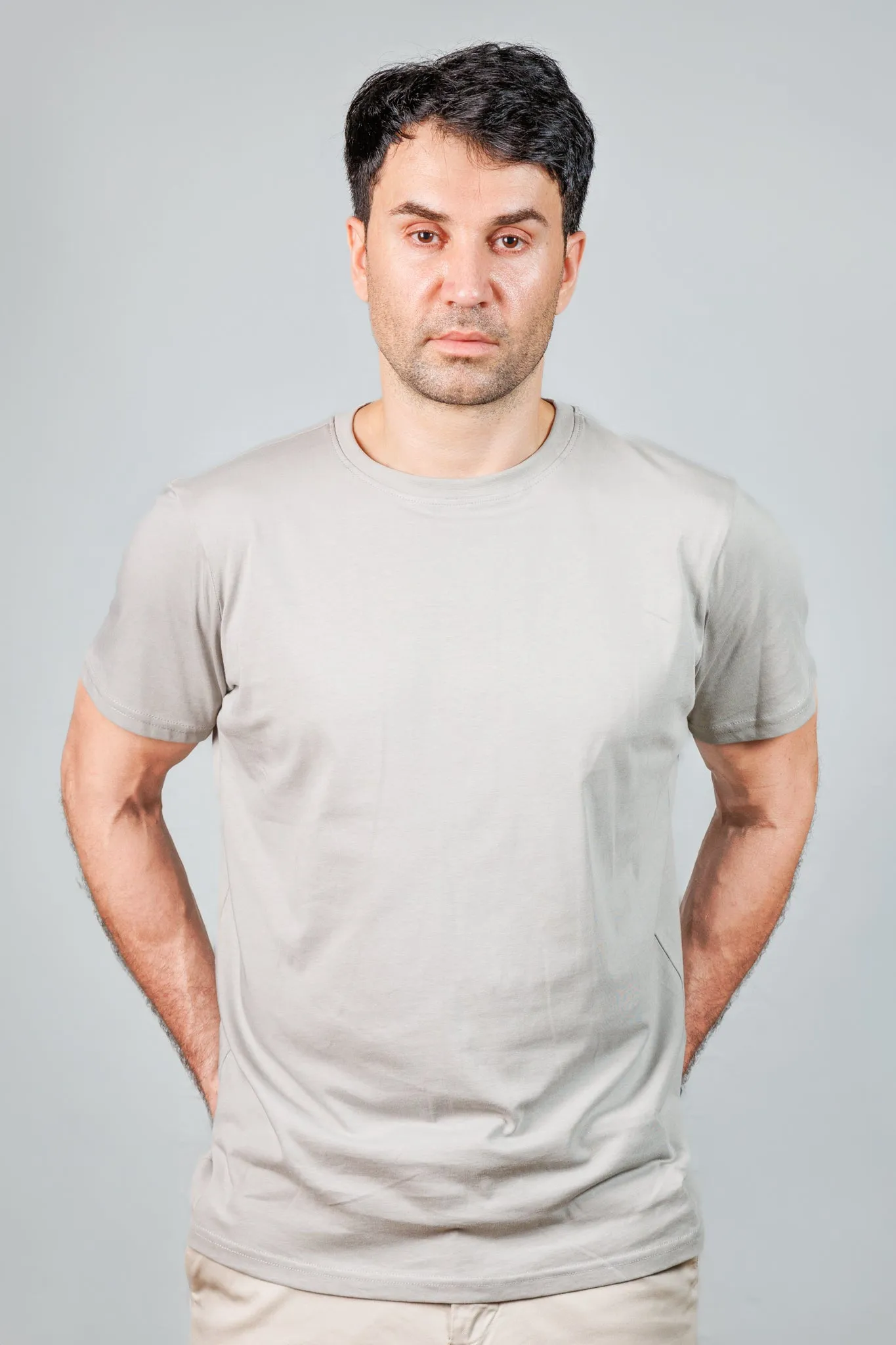 Grey Cotton Crew Neck T-Shirt