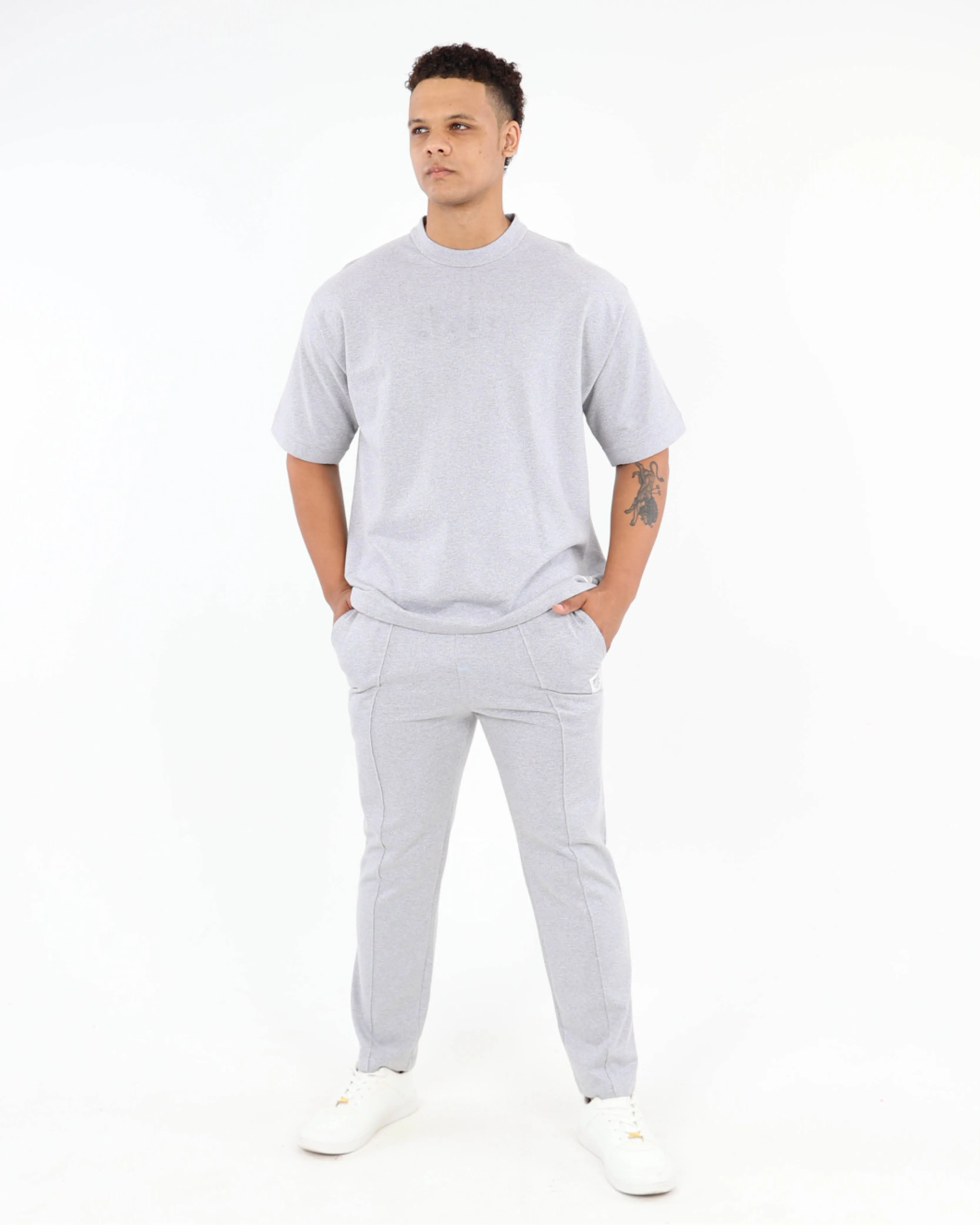Grey Short Sleeve Fleece T-Shirt
