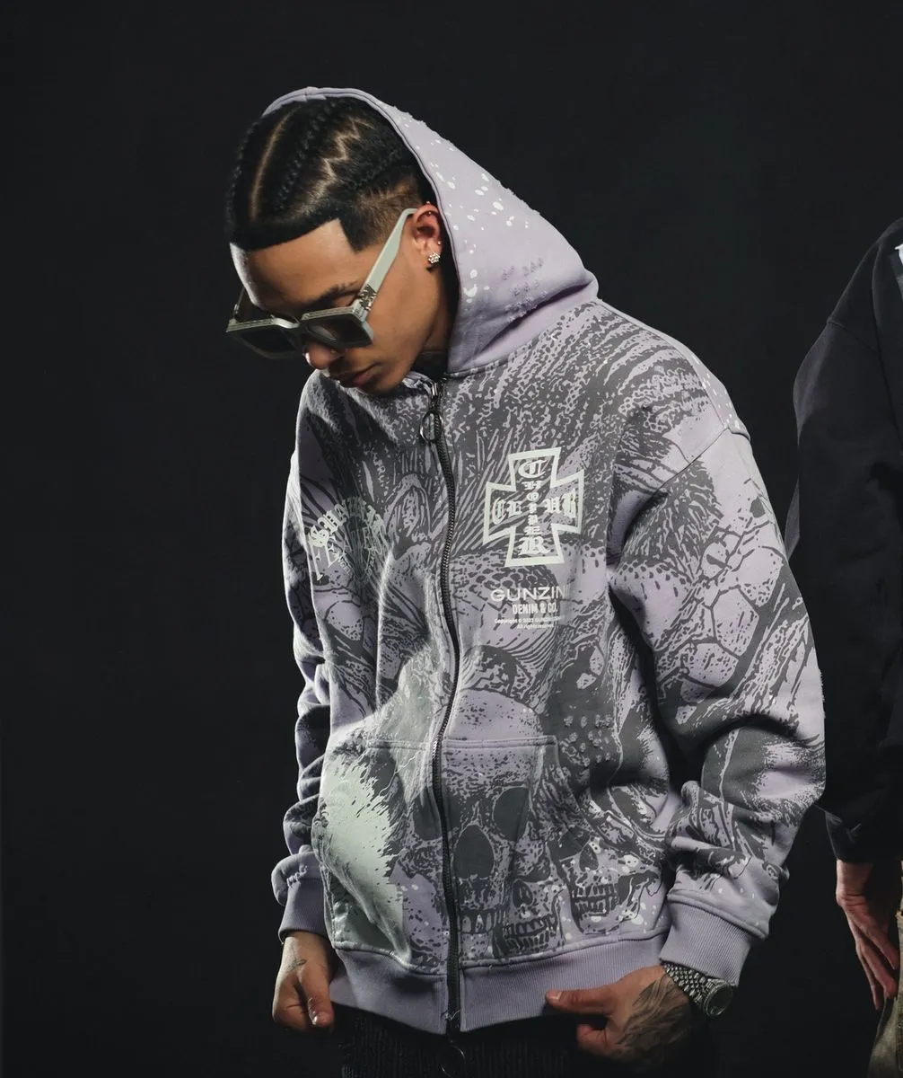 Gunzinii Skull Hoodie (Lanvender)