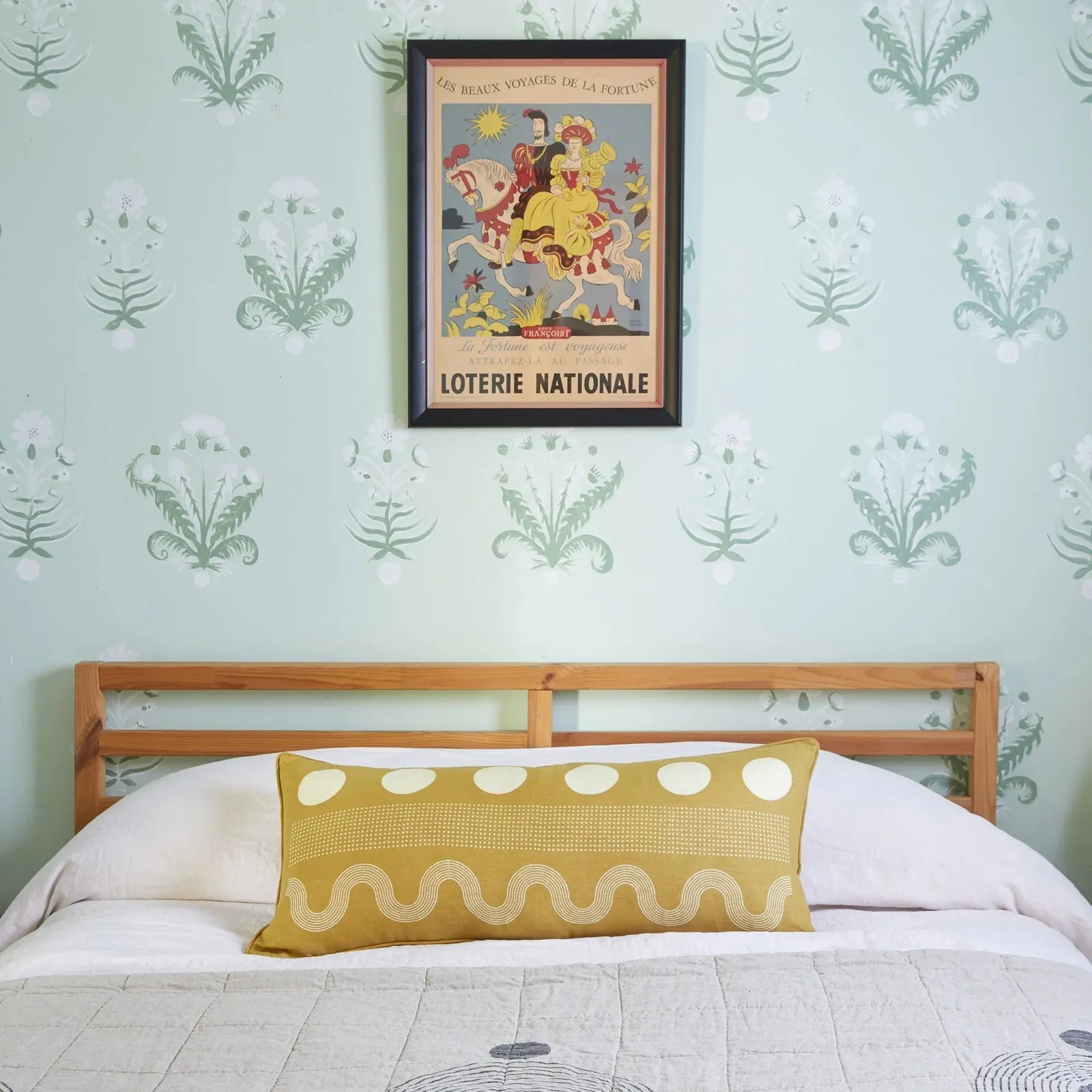 Hand Block-Printed Susie Lumbar Pillow · Ochre