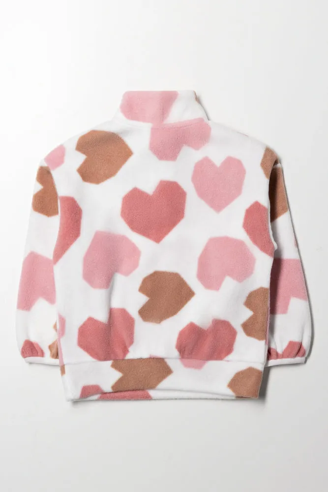 Heart Polar Fleece Tracktop Pink