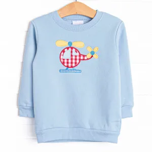 Helicopter Applique Sweatshirt, Blue