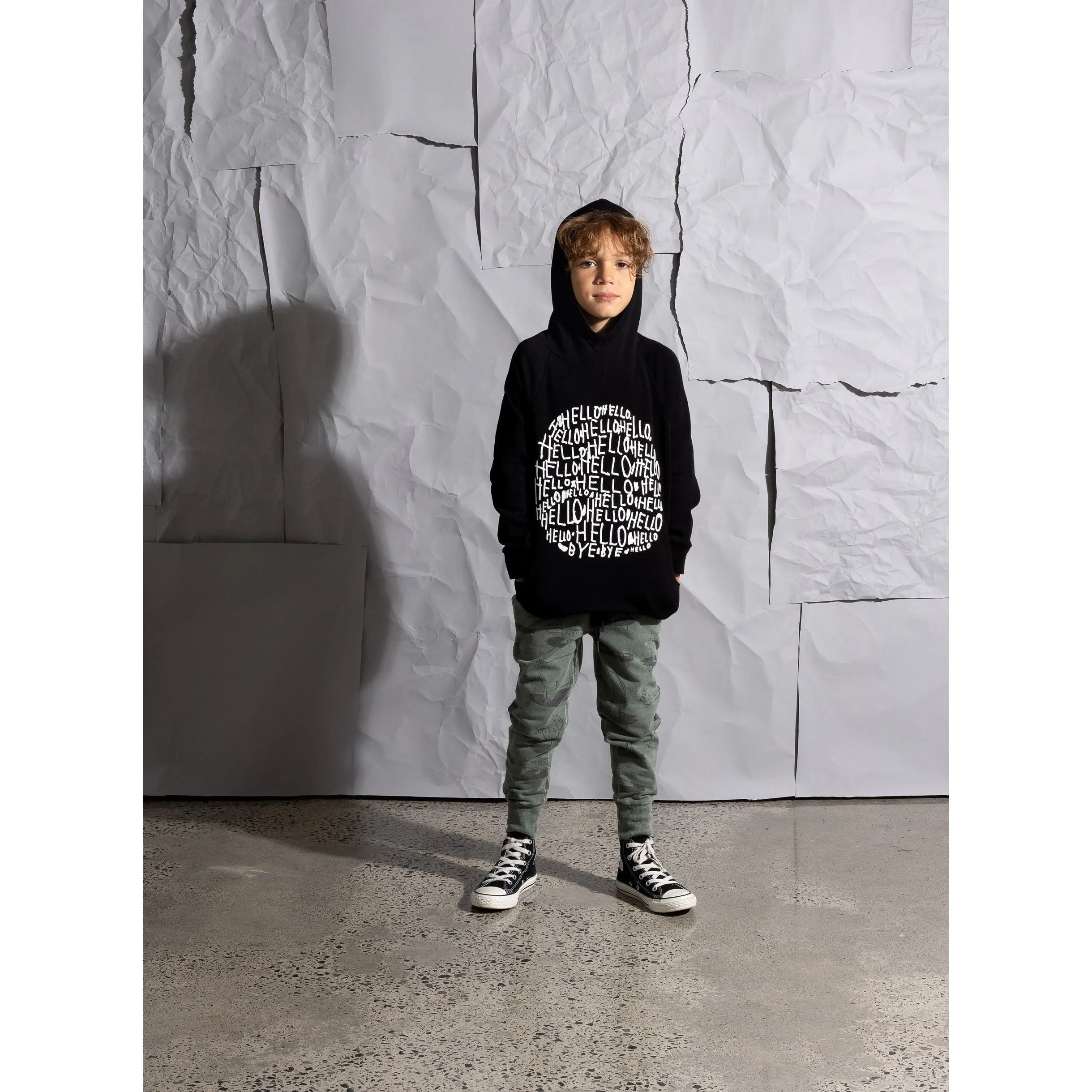 Hello Circle Furry Hood - Black