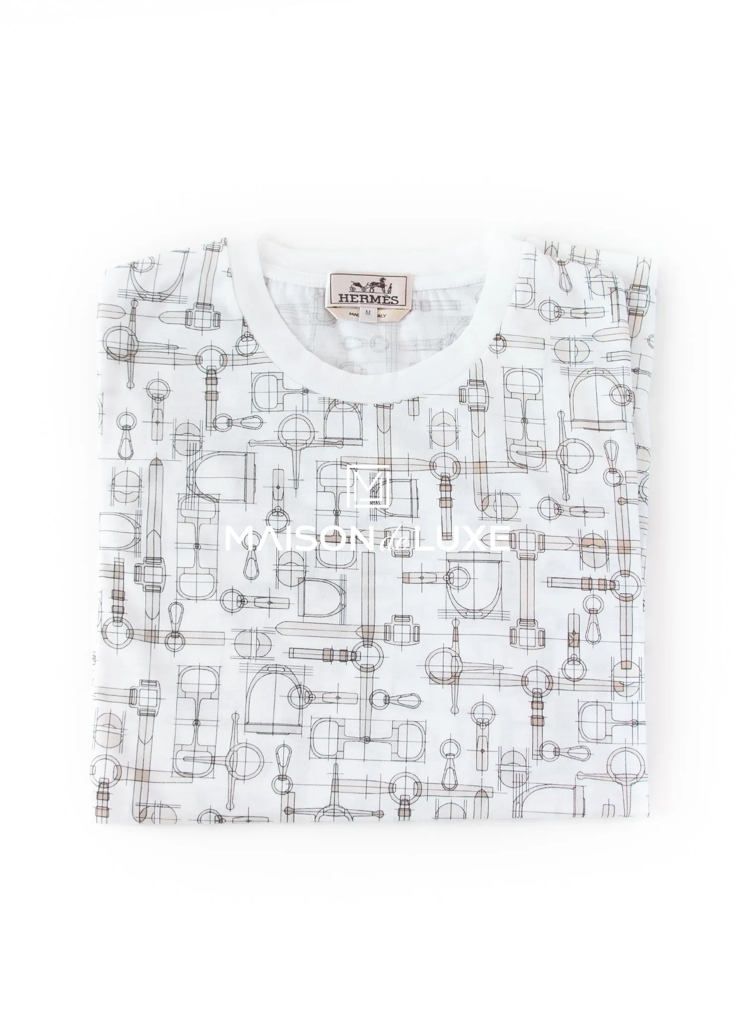 Hermes Men's Ecume Labyrinthe Equestre T-Shirt M