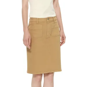 High-Waisted Beige Midi Skirt