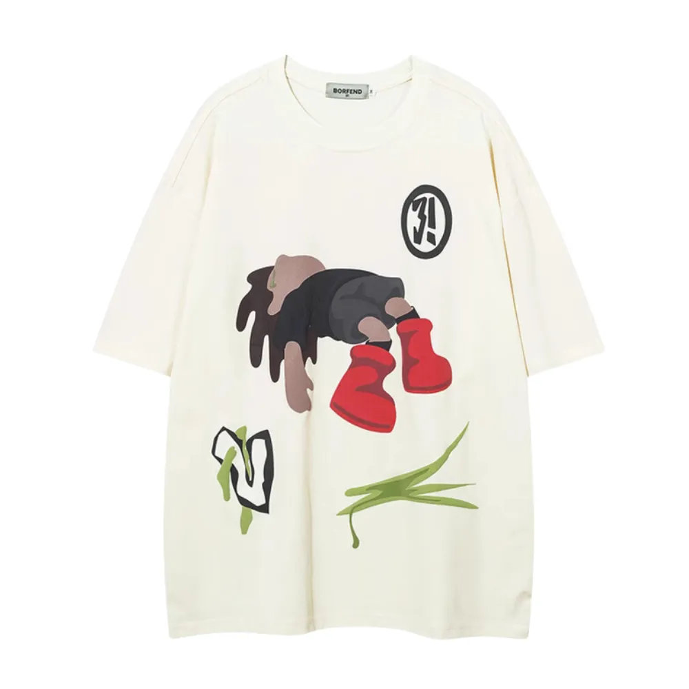 Hip Hop Crying Boy Print T-Shirt