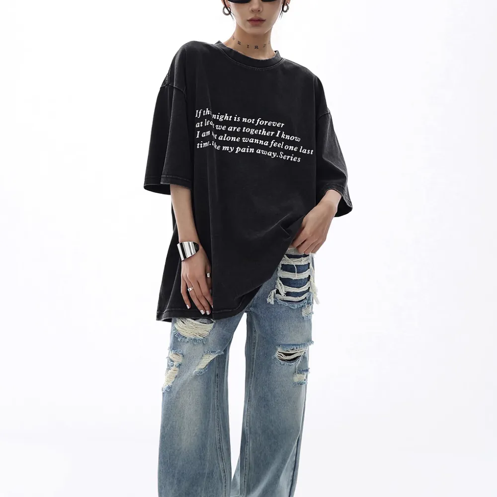 Hip Hop Eye Graphic Washed T-shirt