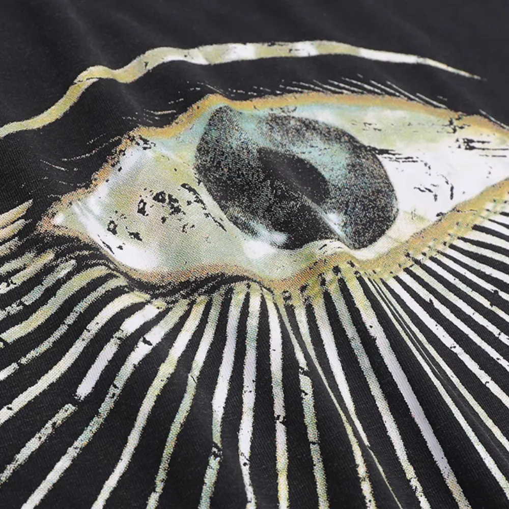 Hip Hop Eye Graphic Washed T-shirt