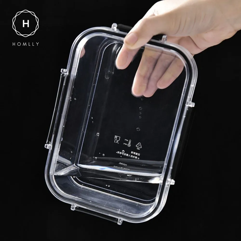 Homlly BPA-Free Air Tight Plastic Food Storage Container with Four-Latch Lid for Lunch, Meal Prep and Leftovers