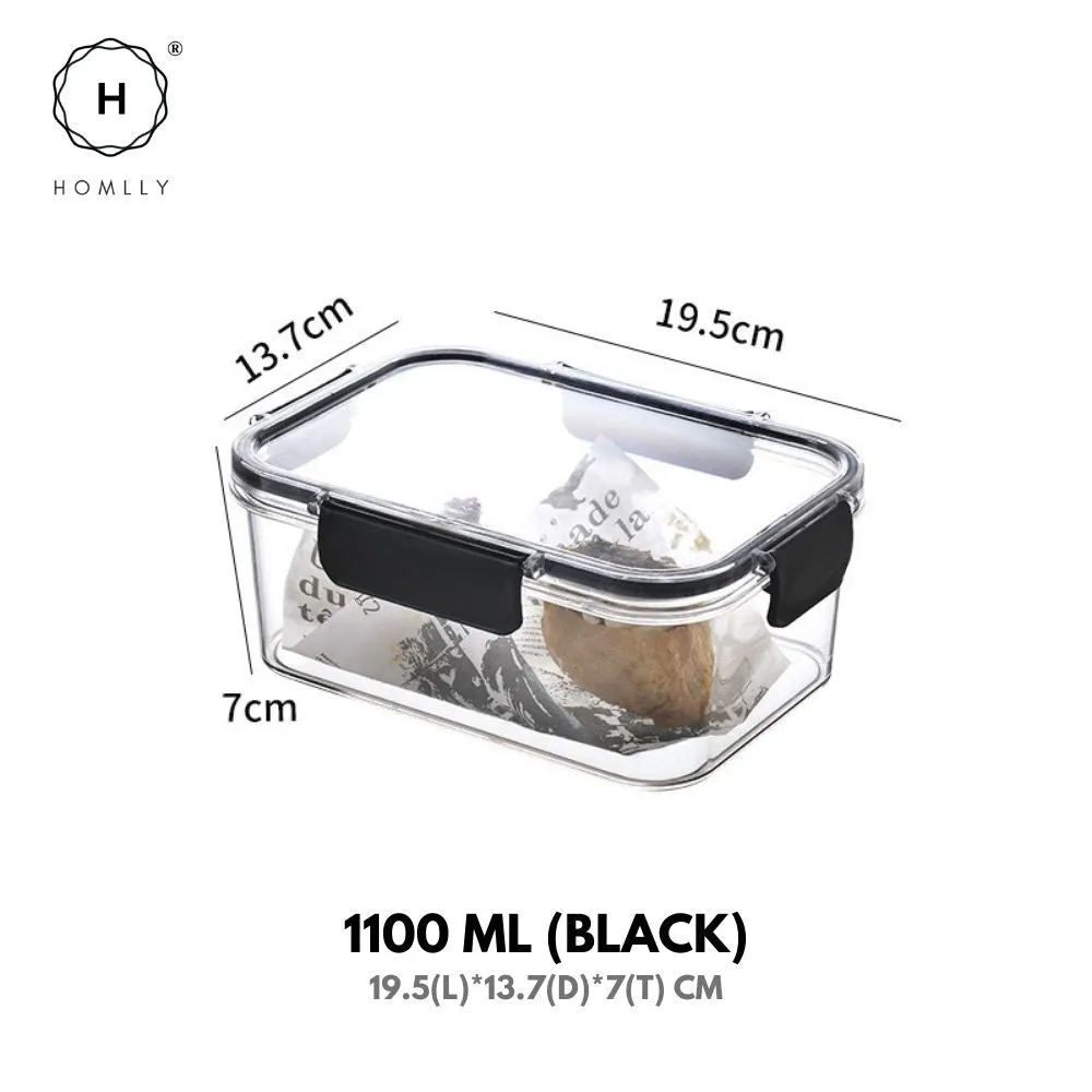 Homlly BPA-Free Air Tight Plastic Food Storage Container with Four-Latch Lid for Lunch, Meal Prep and Leftovers