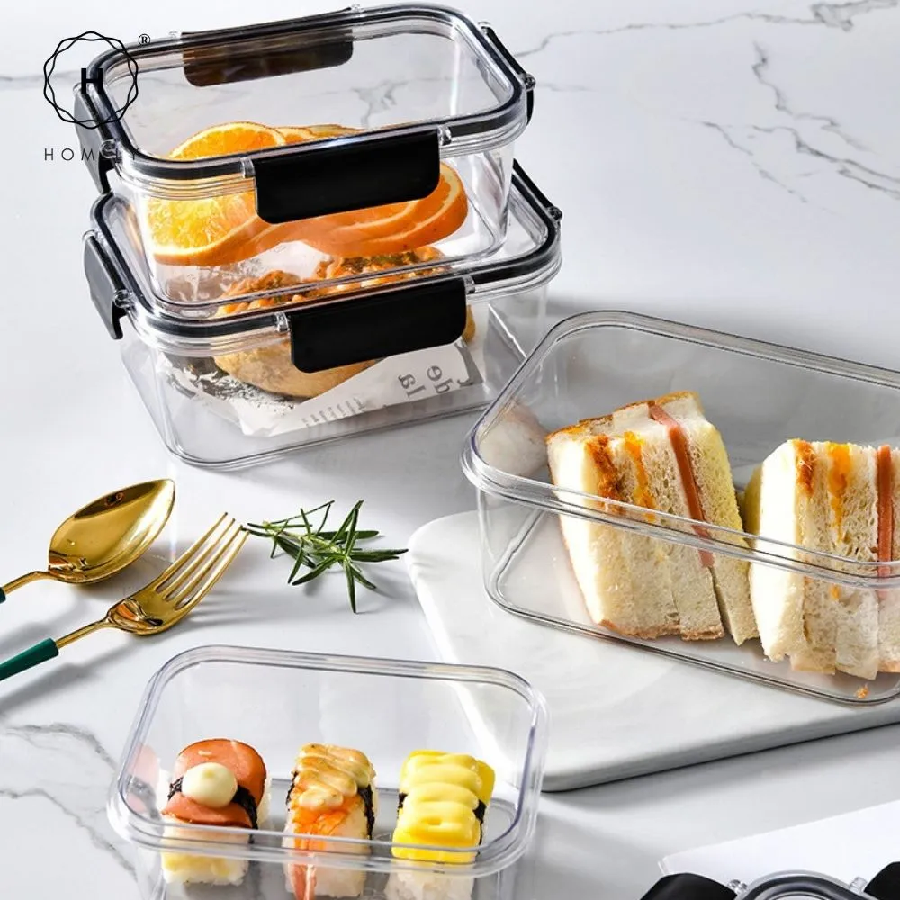Homlly BPA-Free Air Tight Plastic Food Storage Container with Four-Latch Lid for Lunch, Meal Prep and Leftovers