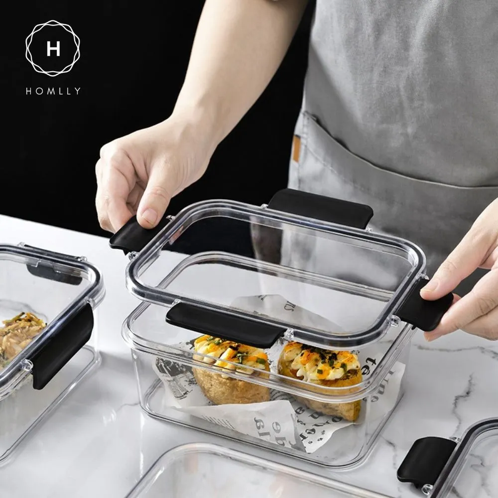Homlly BPA-Free Air Tight Plastic Food Storage Container with Four-Latch Lid for Lunch, Meal Prep and Leftovers