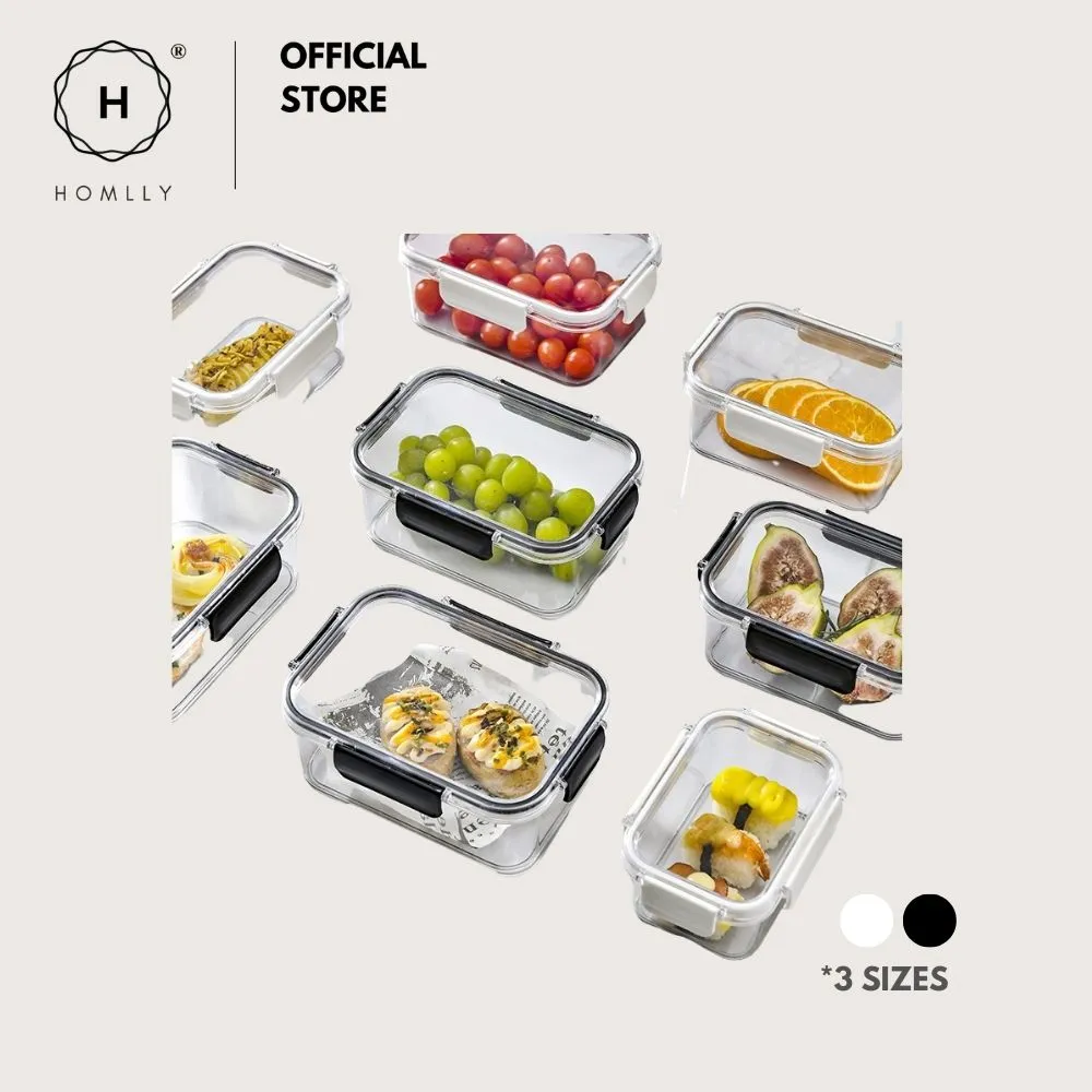 Homlly BPA-Free Air Tight Plastic Food Storage Container with Four-Latch Lid for Lunch, Meal Prep and Leftovers