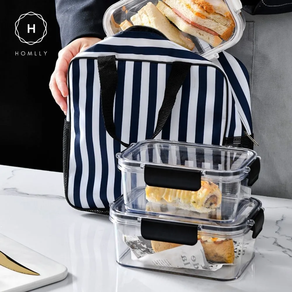 Homlly BPA-Free Air Tight Plastic Food Storage Container with Four-Latch Lid for Lunch, Meal Prep and Leftovers