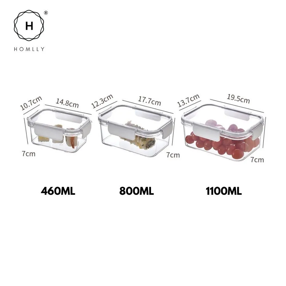 Homlly BPA-Free Air Tight Plastic Food Storage Container with Four-Latch Lid for Lunch, Meal Prep and Leftovers