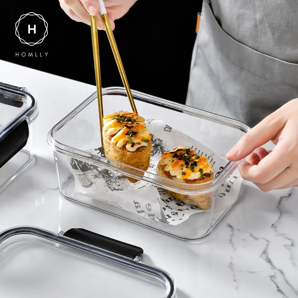 Homlly BPA-Free Air Tight Plastic Food Storage Container with Four-Latch Lid for Lunch, Meal Prep and Leftovers