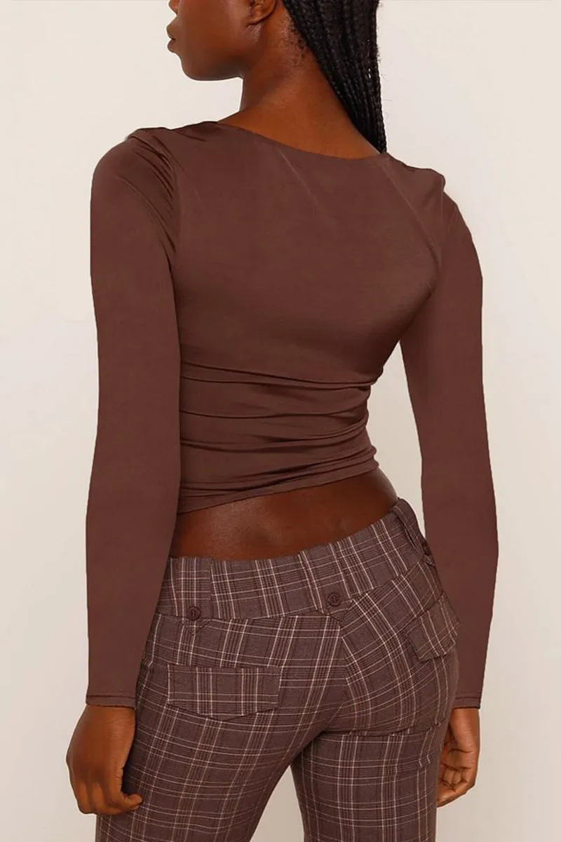 HTS1208 Cut-Out Long Sleeve Crop Top