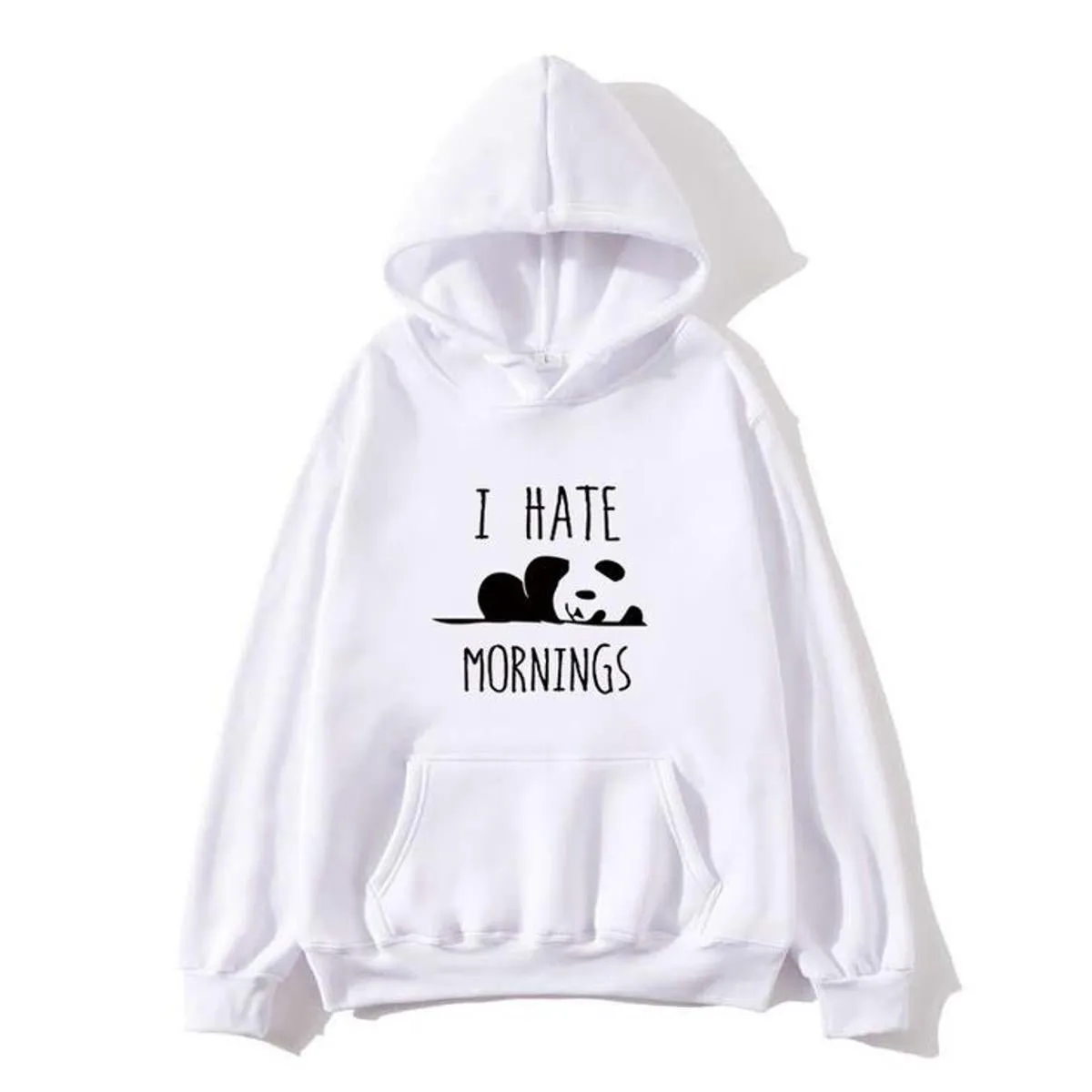 I Hate Morning Fleece Full Sleeves Pull Over Hoodie For Women