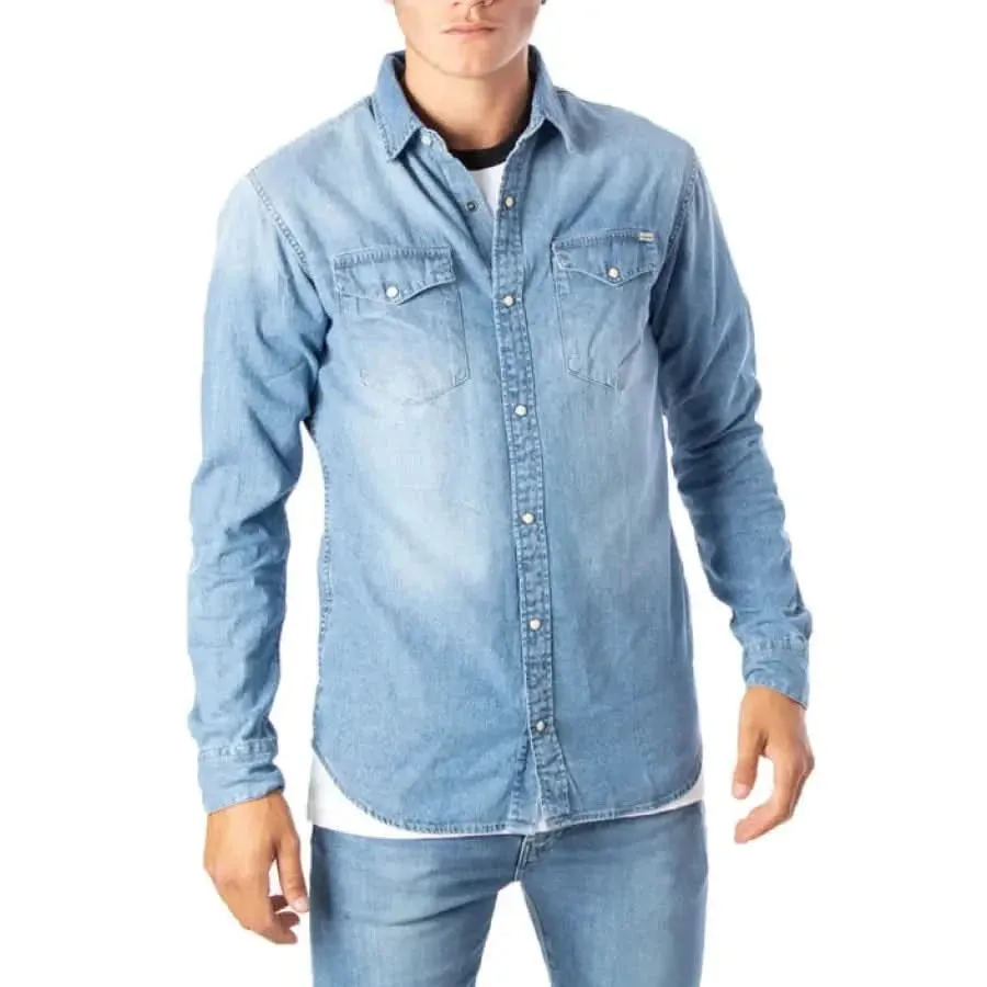 Jack & Jones Men's Classic Blue Long Sleeve Shirt
