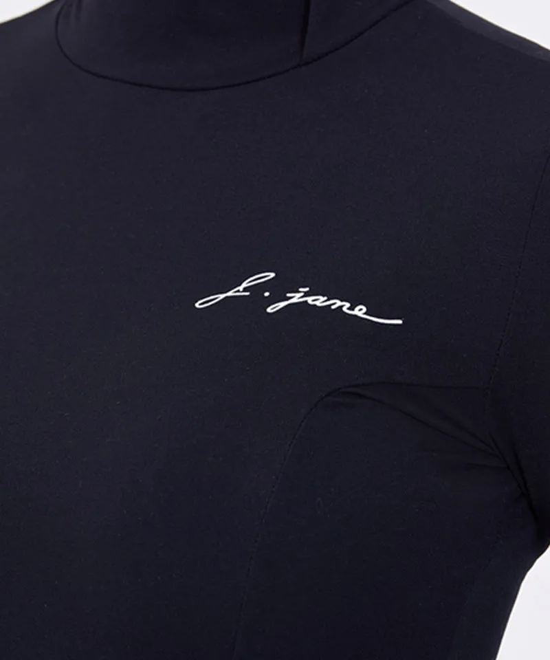 J.Jane Soft Brushed Slim High-Neck T- Shirt - Black