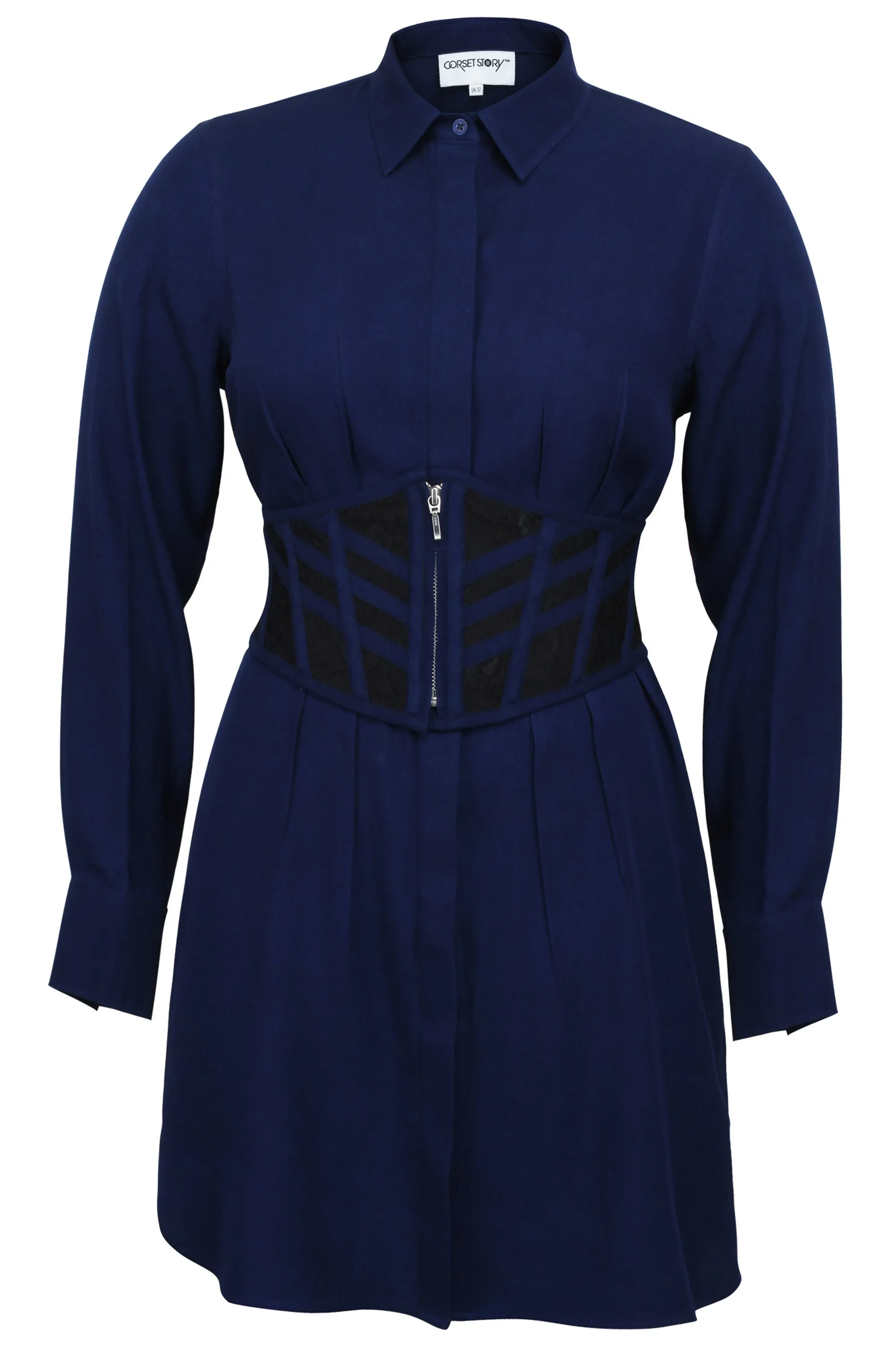 Josie Beacon Blue Viscose and Lace Waspie Belt with Fan Lacing