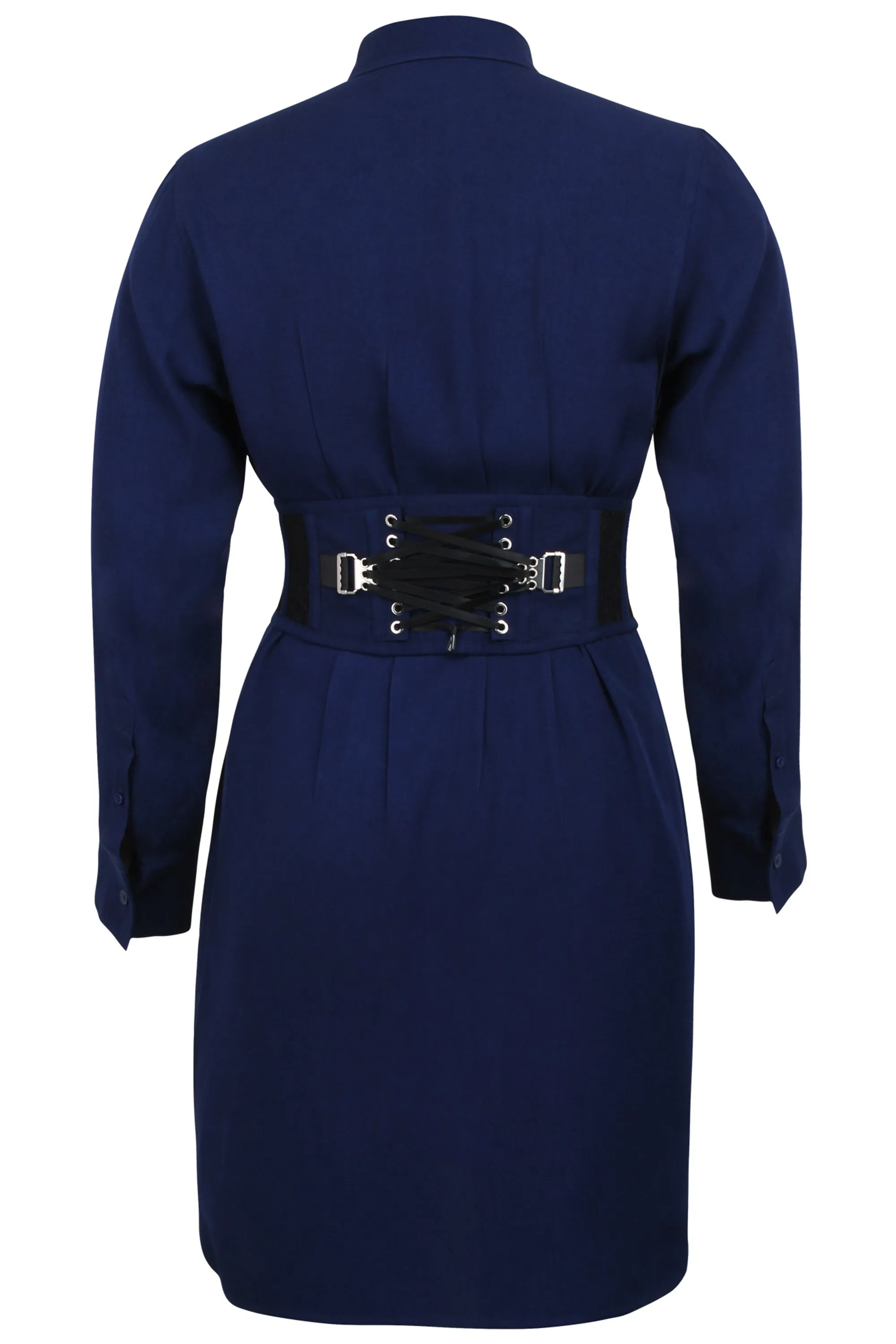 Josie Beacon Blue Viscose and Lace Waspie Belt with Fan Lacing
