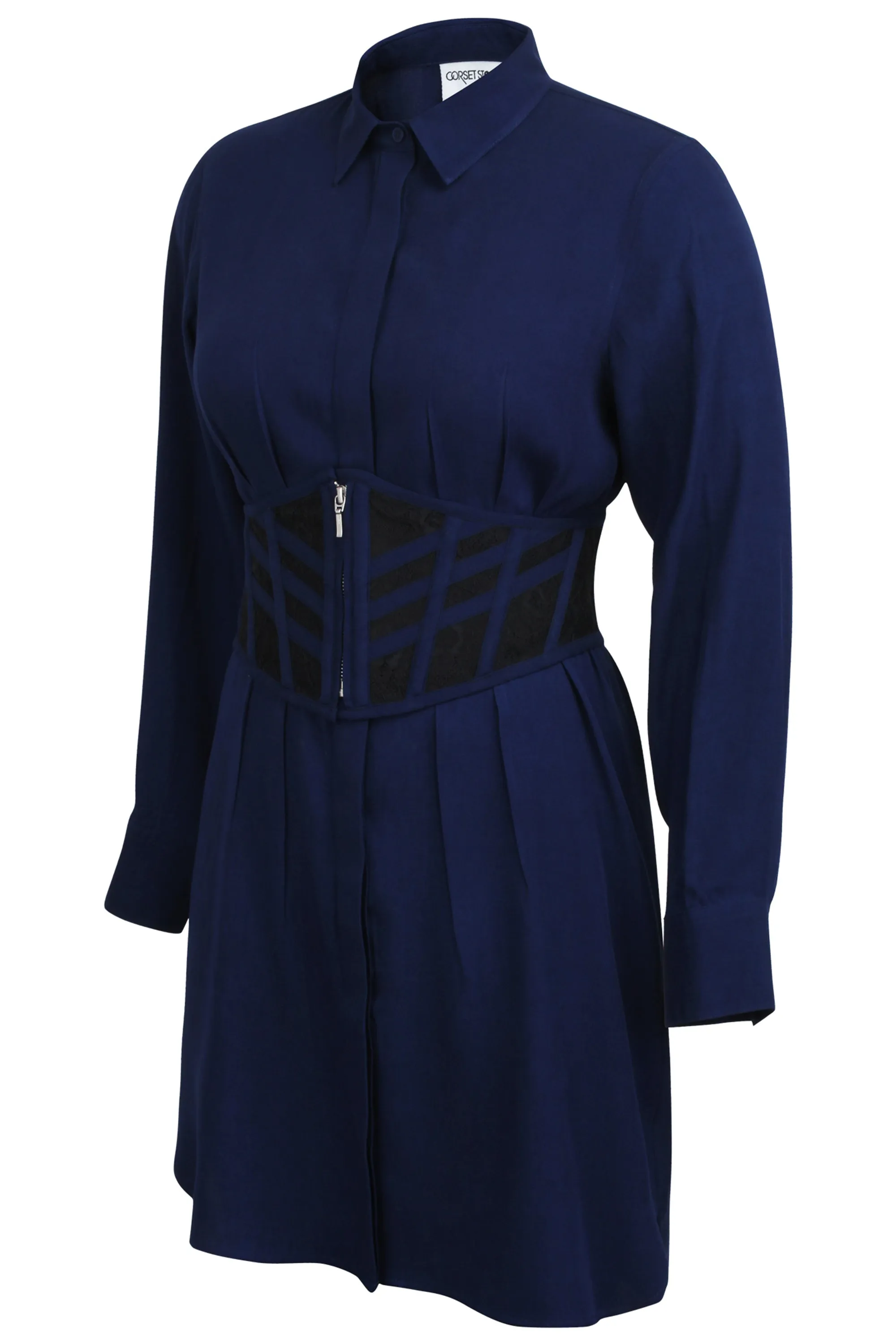 Josie Beacon Blue Viscose and Lace Waspie Belt with Fan Lacing