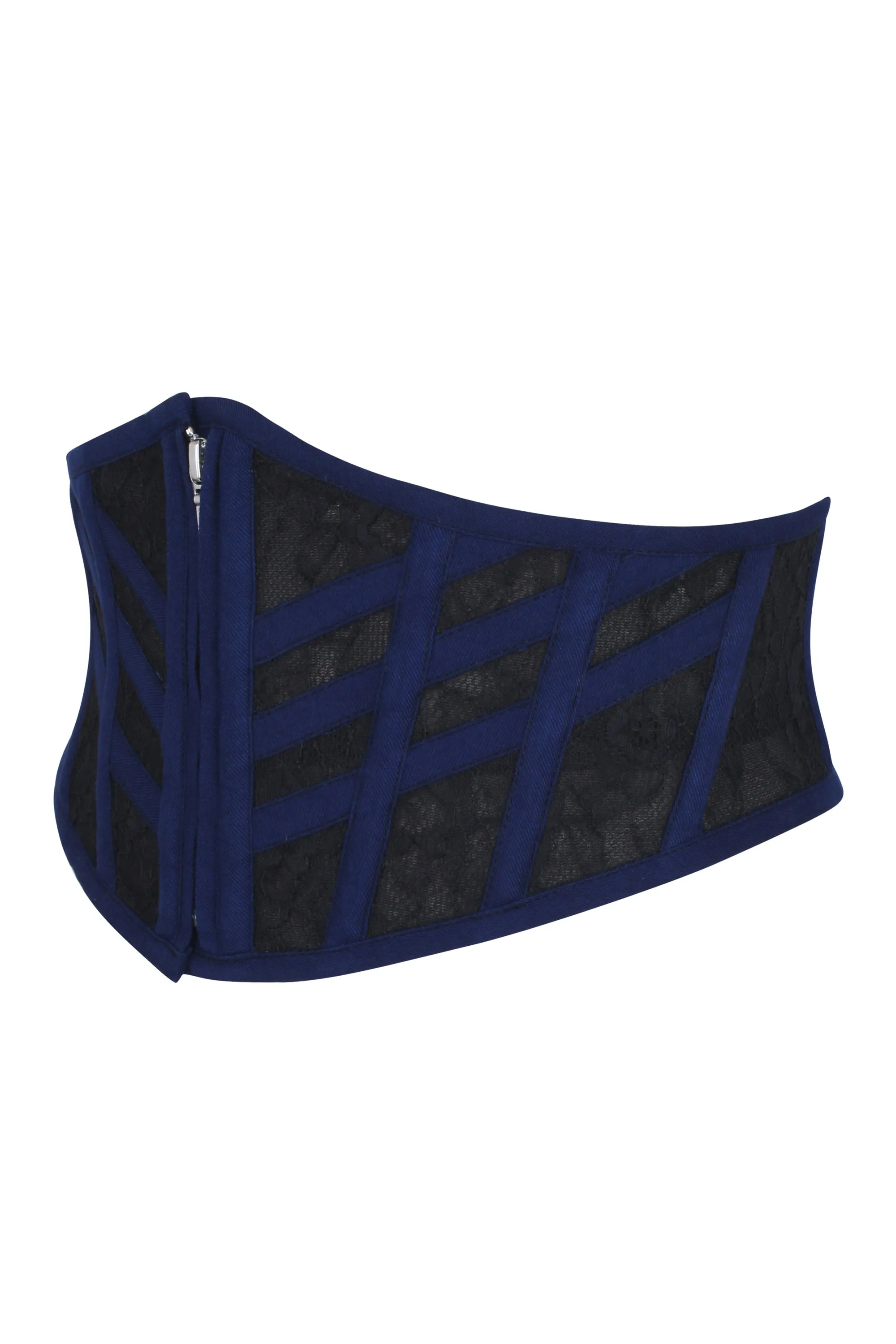 Josie Beacon Blue Viscose and Lace Waspie Belt with Fan Lacing