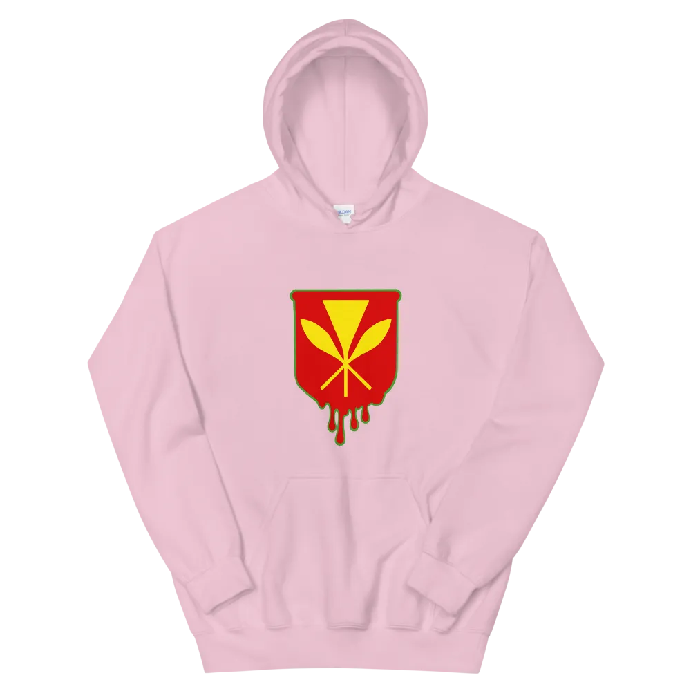 Kanaka Maoli Crest - Red with Green Border *ADULT HOODIE*