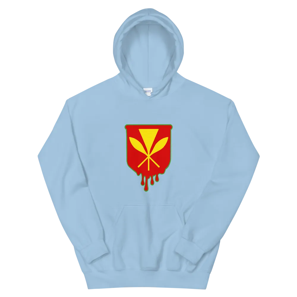 Kanaka Maoli Crest - Red with Green Border *ADULT HOODIE*