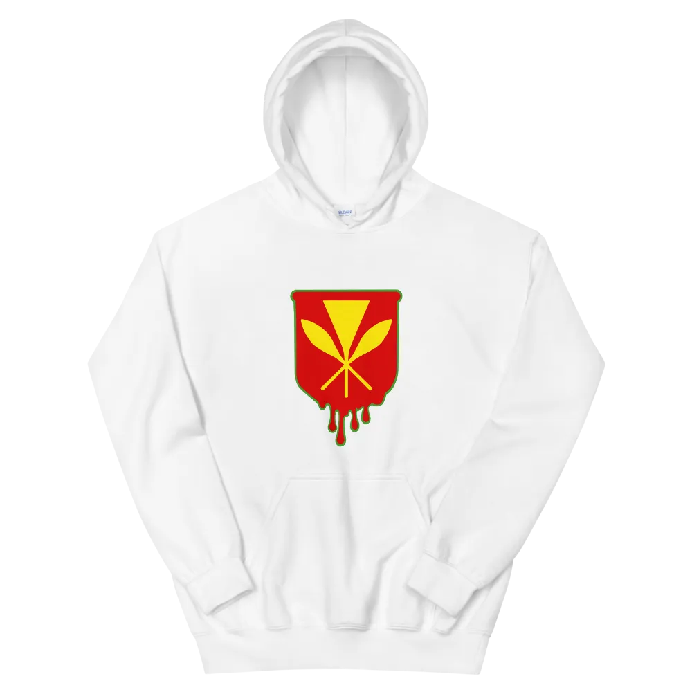 Kanaka Maoli Crest - Red with Green Border *ADULT HOODIE*