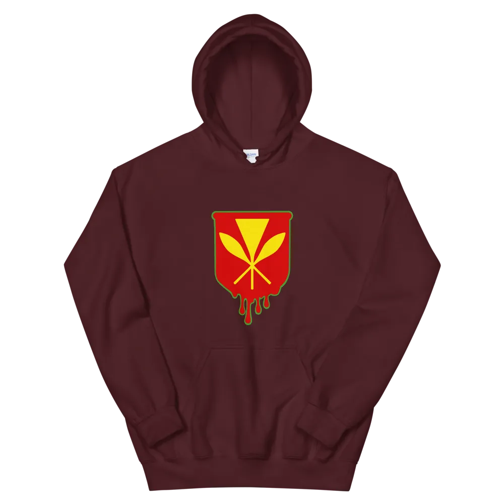 Kanaka Maoli Crest - Red with Green Border *ADULT HOODIE*