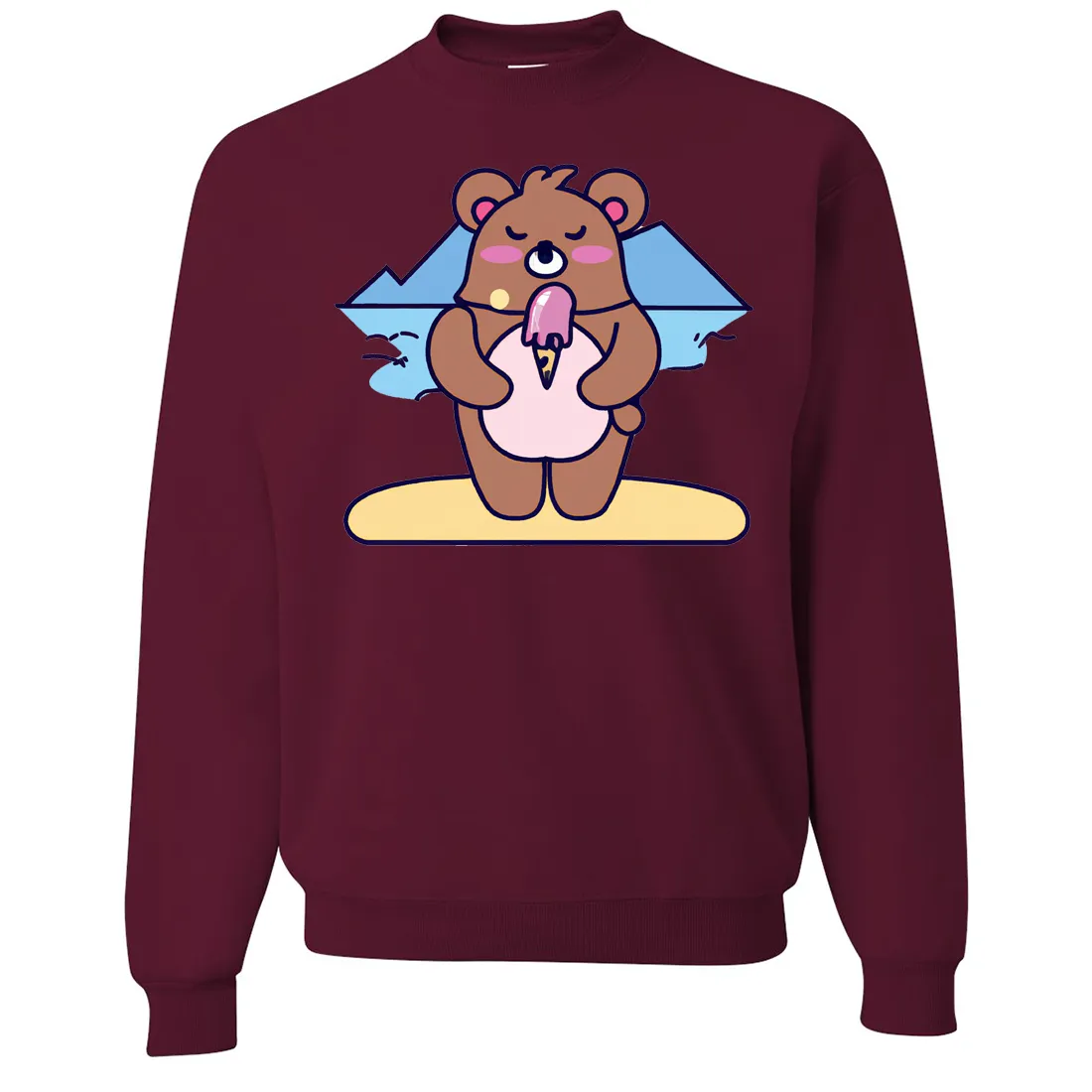 Kawaii Grizzly Bear Eating Ice Cream Crewneck Sweatshirt