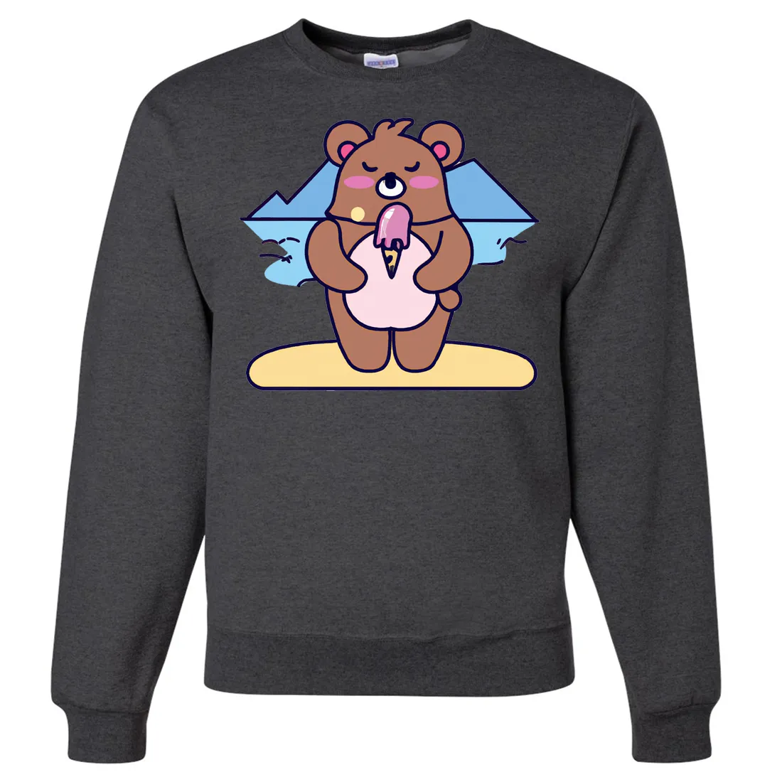 Kawaii Grizzly Bear Eating Ice Cream Crewneck Sweatshirt