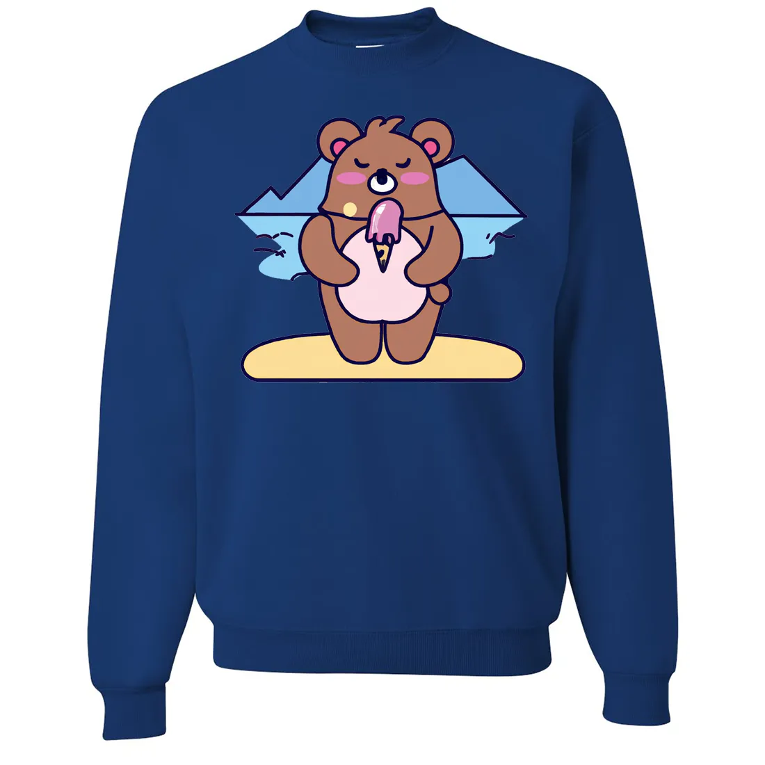 Kawaii Grizzly Bear Eating Ice Cream Crewneck Sweatshirt