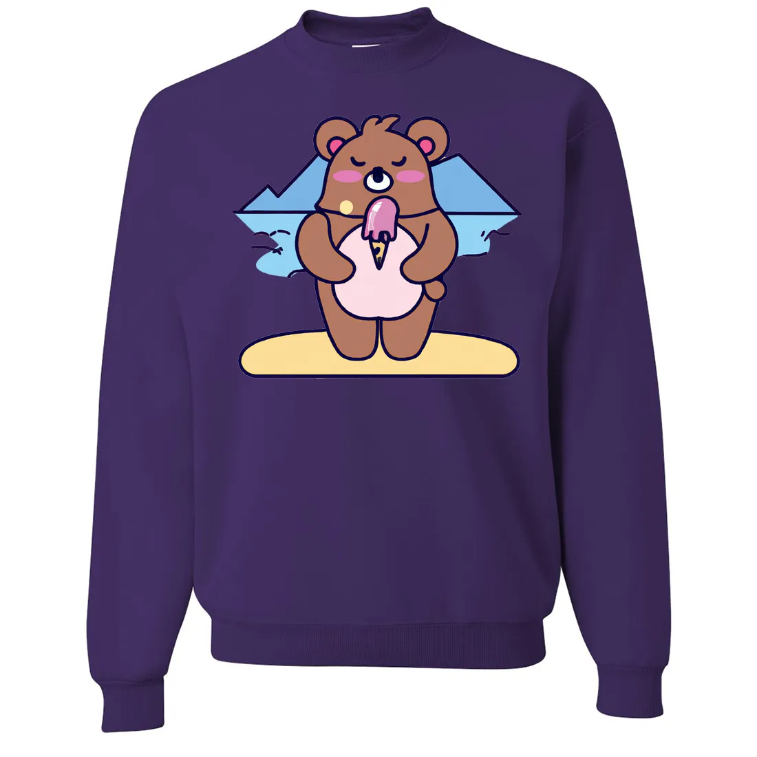 Kawaii Grizzly Bear Eating Ice Cream Crewneck Sweatshirt
