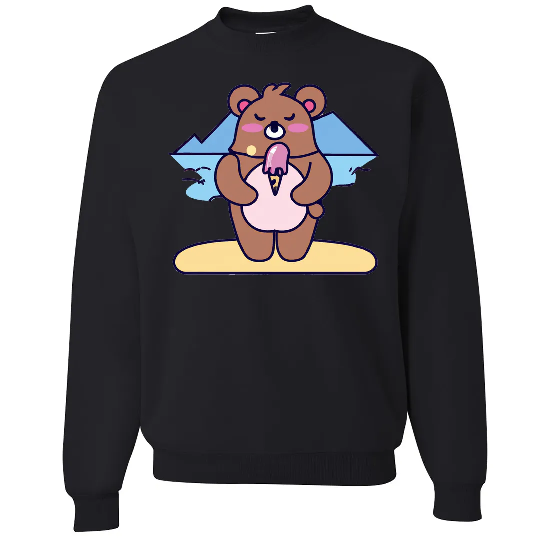 Kawaii Grizzly Bear Eating Ice Cream Crewneck Sweatshirt