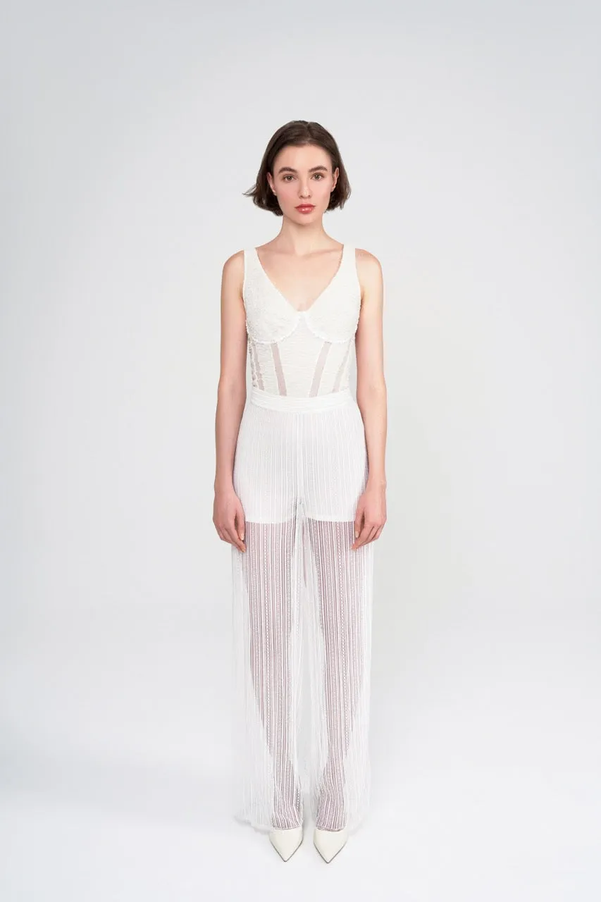 Lace-Panelling Stretchy Corset Top