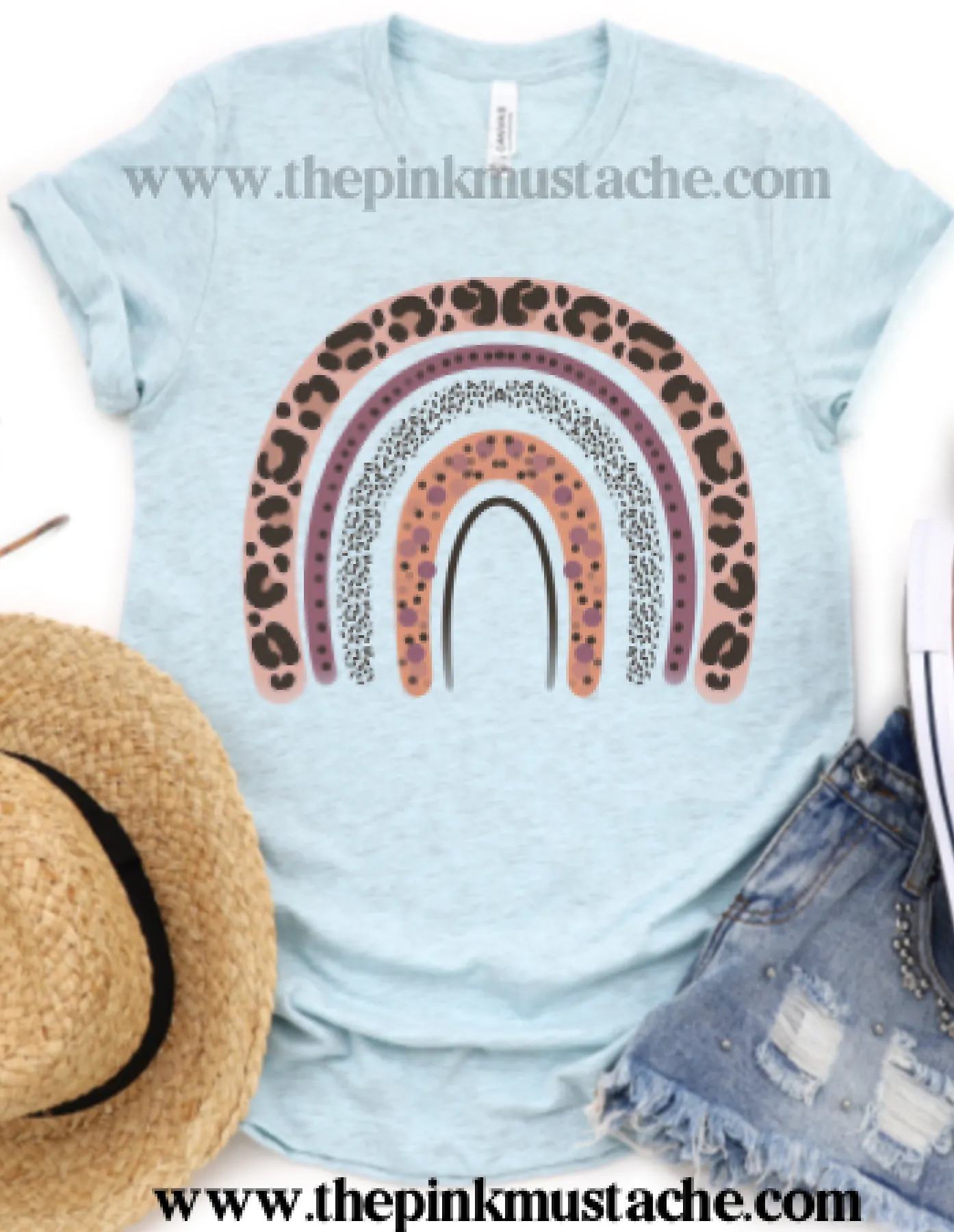 Leopard Animal Print Rainbow Bella Canvas Shirt / Unisex sized Tees/Youth and Adult Sizing